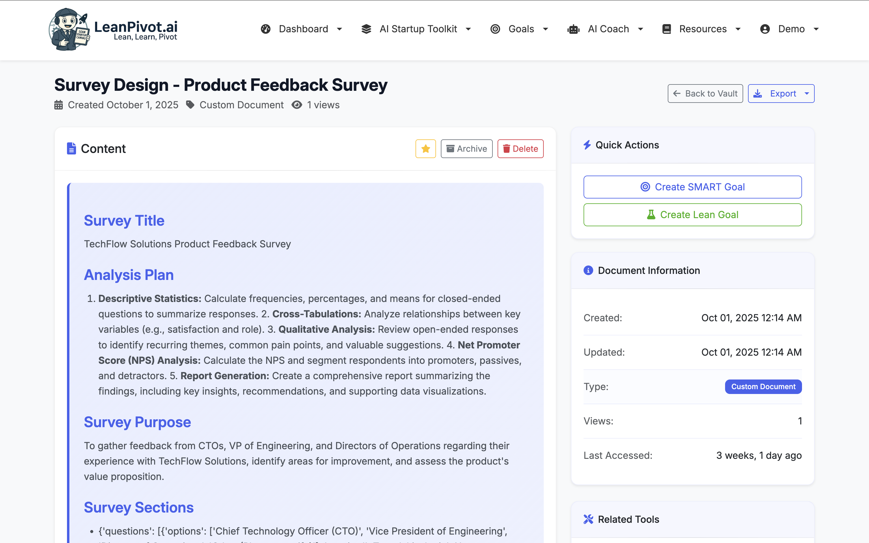 Lean Vault Documents View