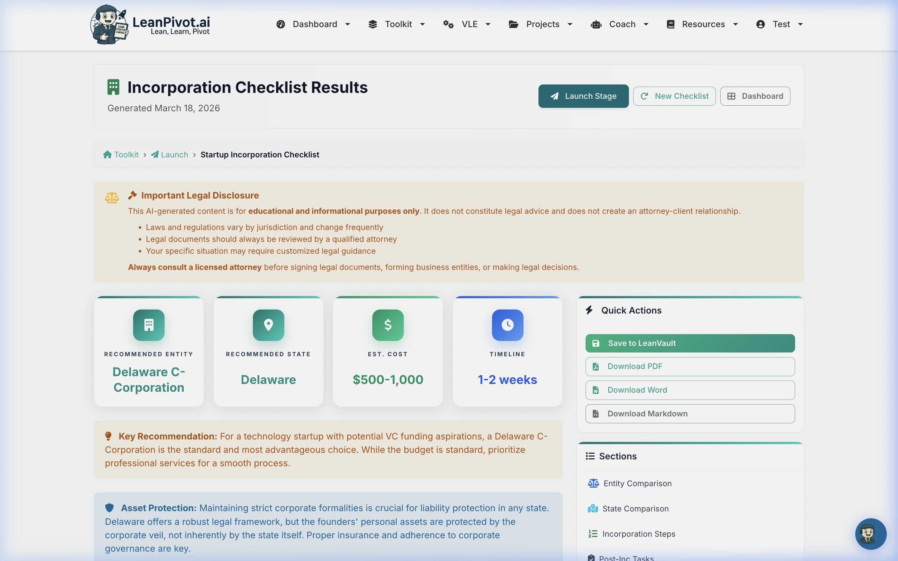Startup Incorporation Checklist — step-by-step legal setup