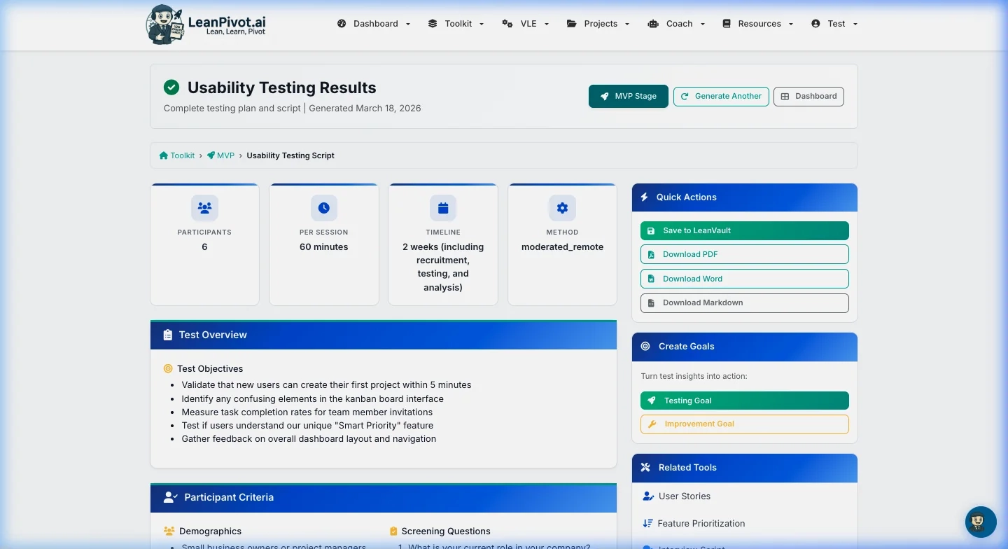Complete Usability Test Plan